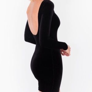 Sleek black cute backless mini dress